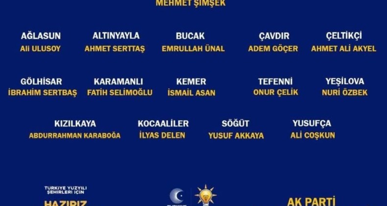 Ak Parti Burdur Belediye başkan adayları belli oldu